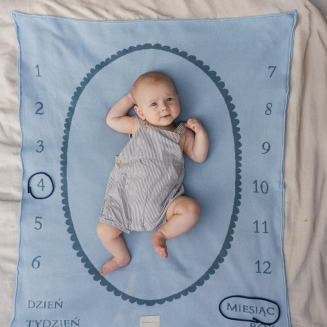 Bambusowo-bawełniany kocyk do zdjęć - oh baby Blue Rocking Horse PREORDER - 9