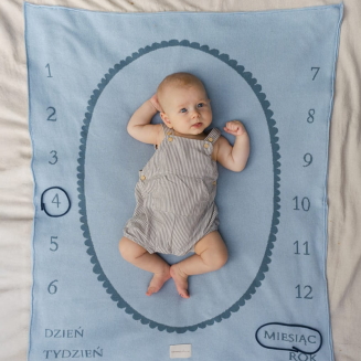 Bambusowo-bawełniany kocyk do zdjęć - oh baby Blue Rocking Horse PREORDER - 10